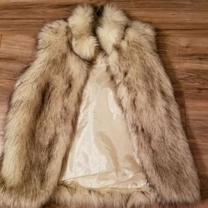 Blond Black Faux Fur Vest  S/M